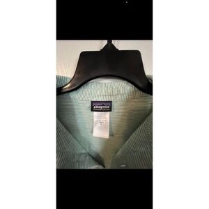 Patagonia Organic Cotton Striped Polo Shirt Mens Size S Green